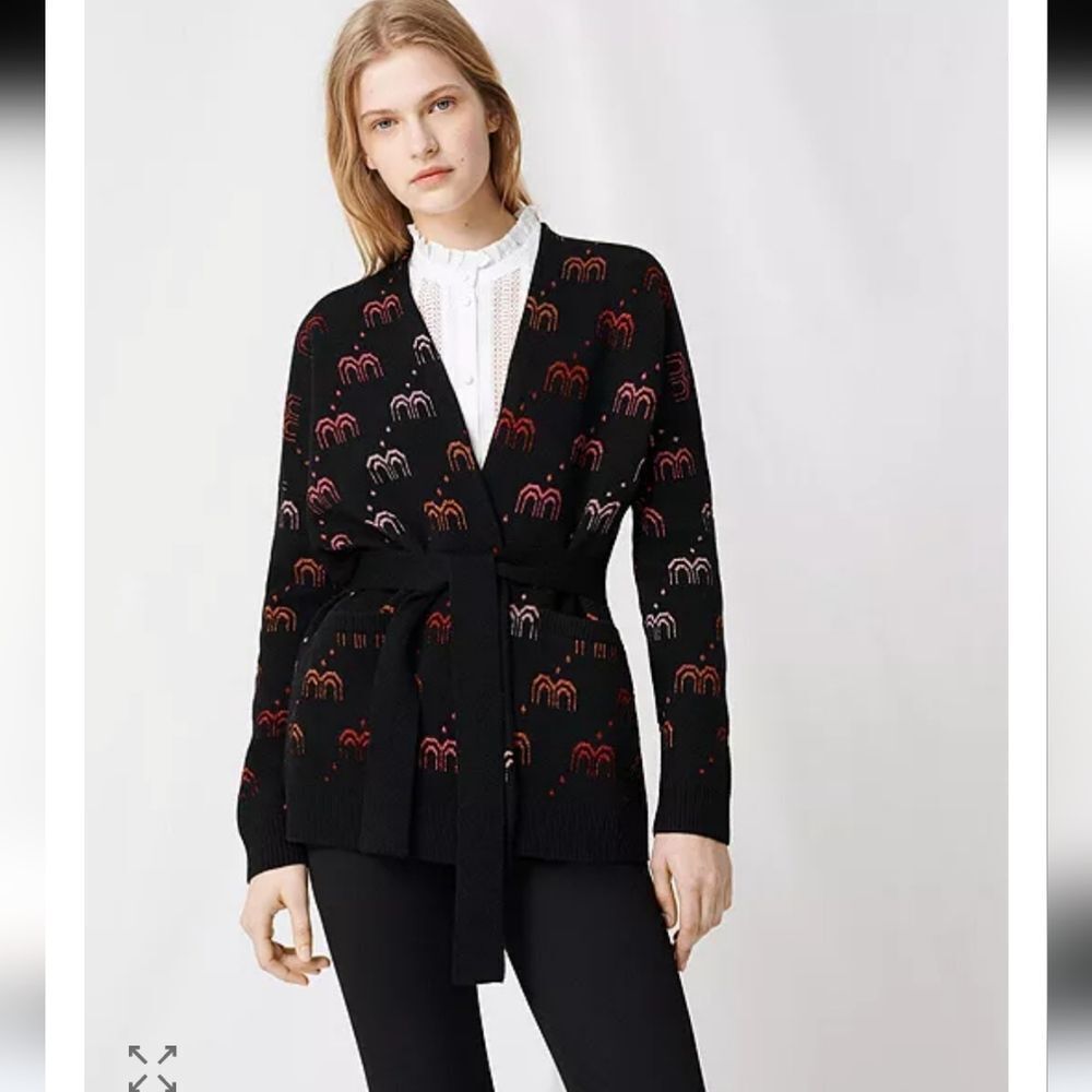 Maje Melon Knit Tie Waist Cardigan Size 2